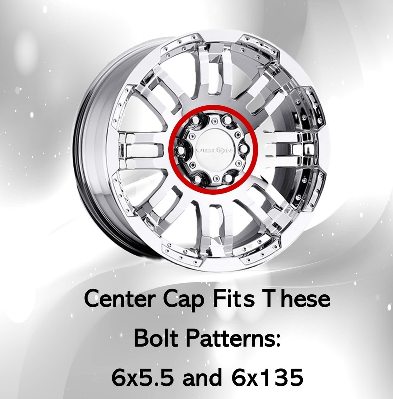 Set 4 Vision C375-6C Warrior 375 Chrome 6 Lug Short 6x135 6x5.5 Wheel Center Caps
