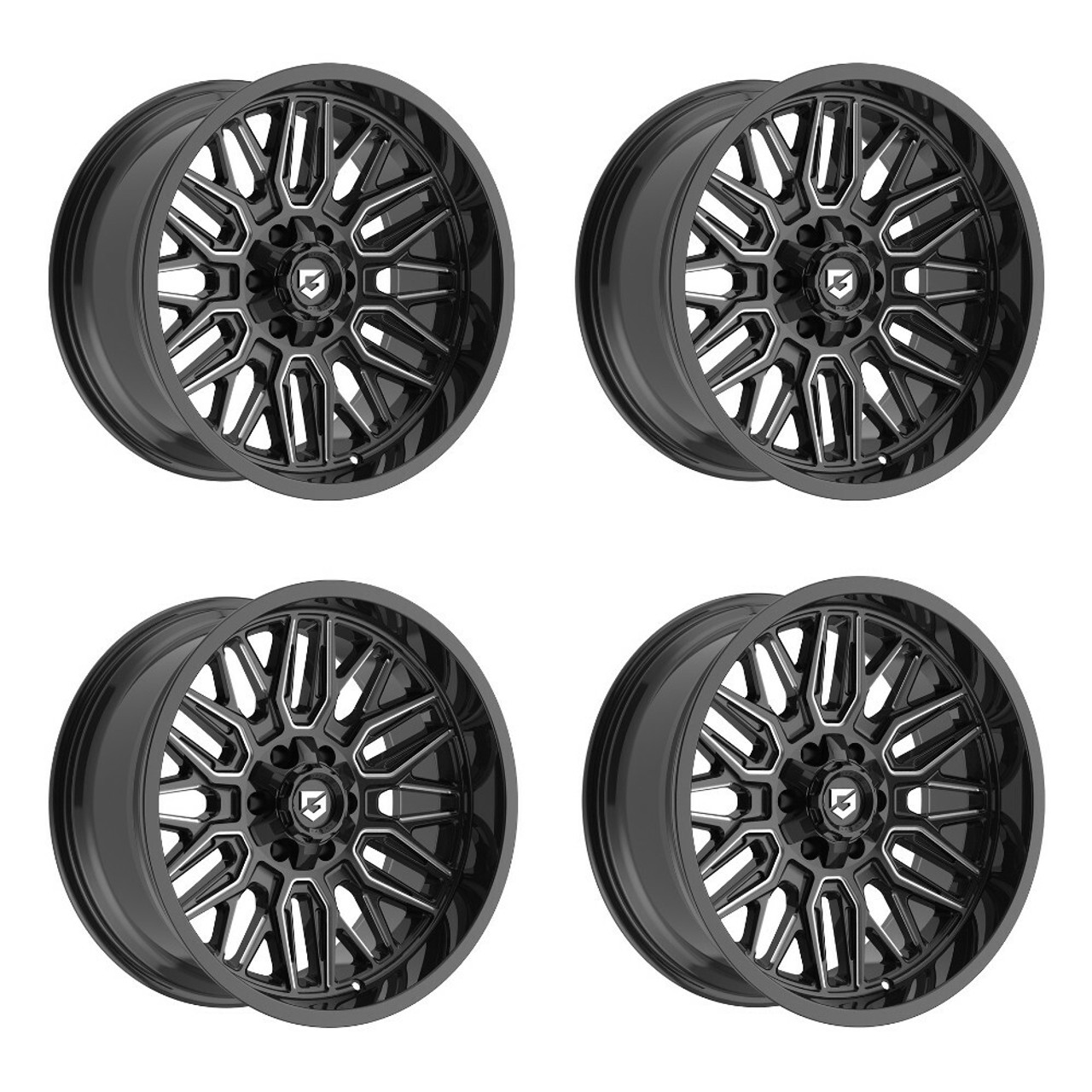 Set 4 22" Gear Off Road 775BM Surge Black Milled 22x10 Wheels 6x135 6x5.5 -19mm