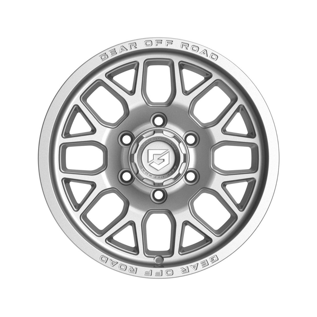 Set 4 15" Gear Off Road 763S Raid Trailer Gloss Silver 15x6 Wheels 6x5.5 00mm