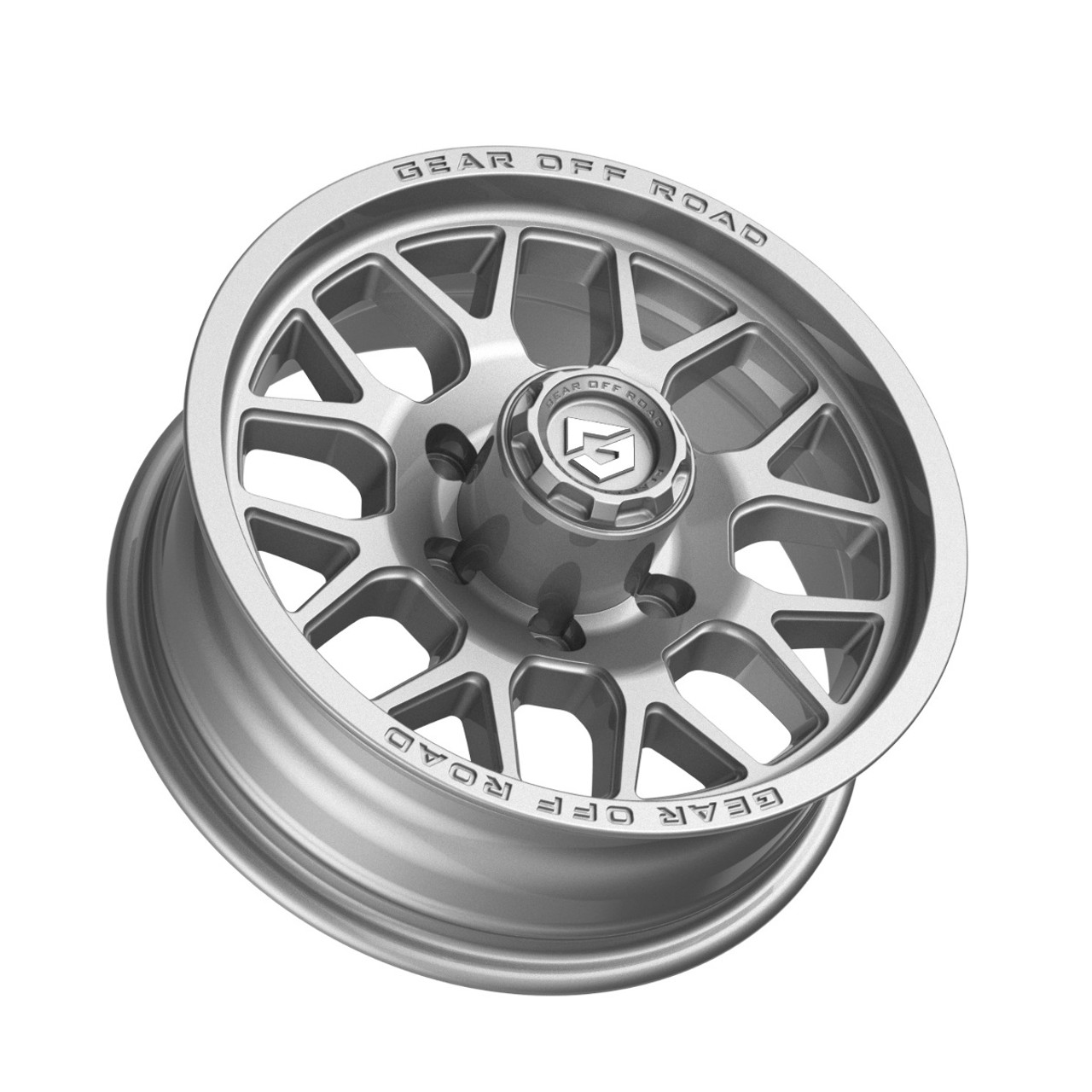 Set 4 15" Gear Off Road 763S Raid Trailer Gloss Silver 15x6 Wheels 6x5.5 00mm