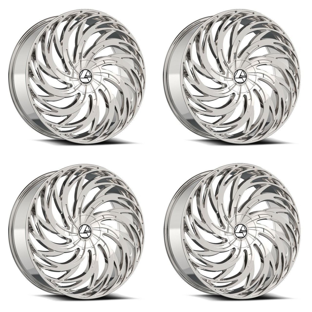 Set 4 22" Azara AZA-531 Nano Chrome 22x8.5 Wheels 5x4.5 5x120 38mm Rims