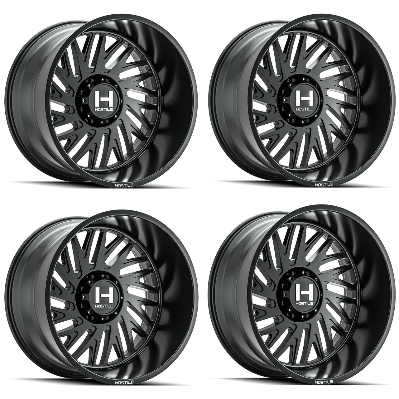 Set 4 22" Hostile H131 Syclone Asphalt 22x12 Wheels 8x6.5 -44mm Lifted Rims
