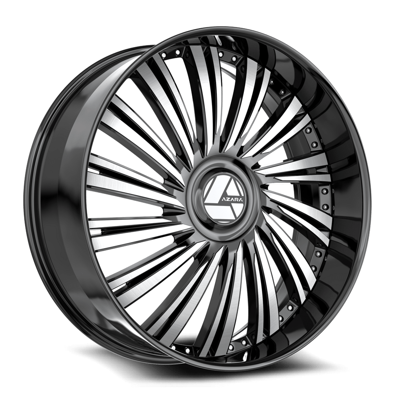 30" Azara AZX-102 Gloss Black & Machined 30x9.5 Wheel 6x135 6x5.5 22mm Rim