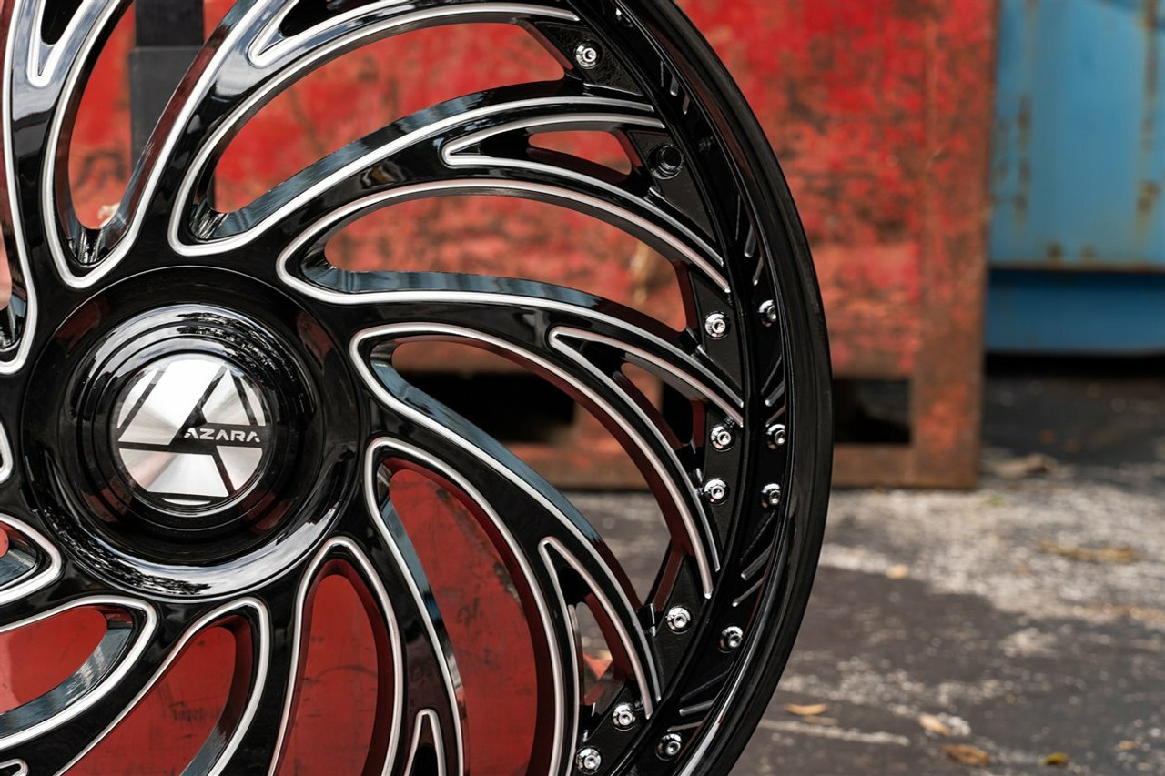 20" Azara AZX-101 Gloss Black & Milled 20x8.5 Wheel 5x112 5x4.5 35mm Rim