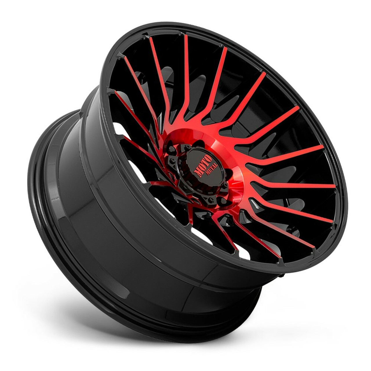 Moto Metal MO807 22x10 6x5.5 Gloss Black Machined Red Tint Wheel 22" -18mm Rim