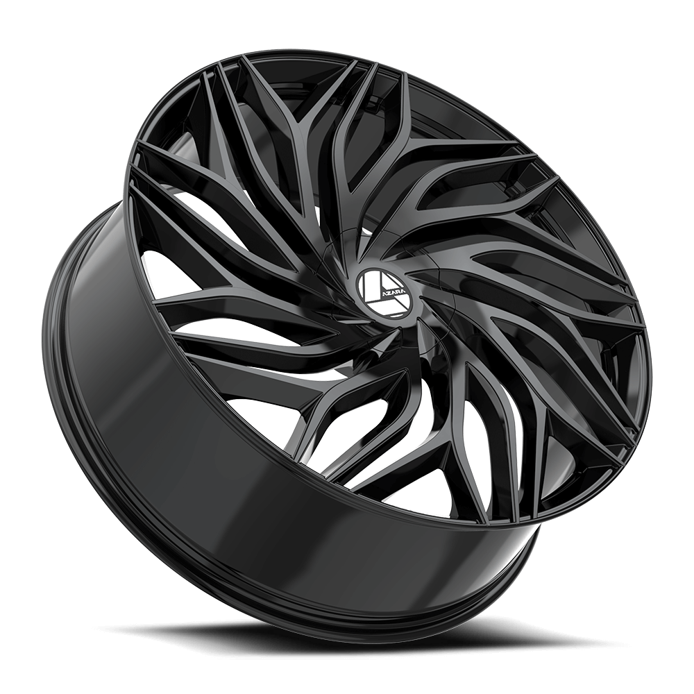 Set 4 24" Azara AZA-537 Gloss Black 24x9 Wheels 5x115 5x120 15mm Rims