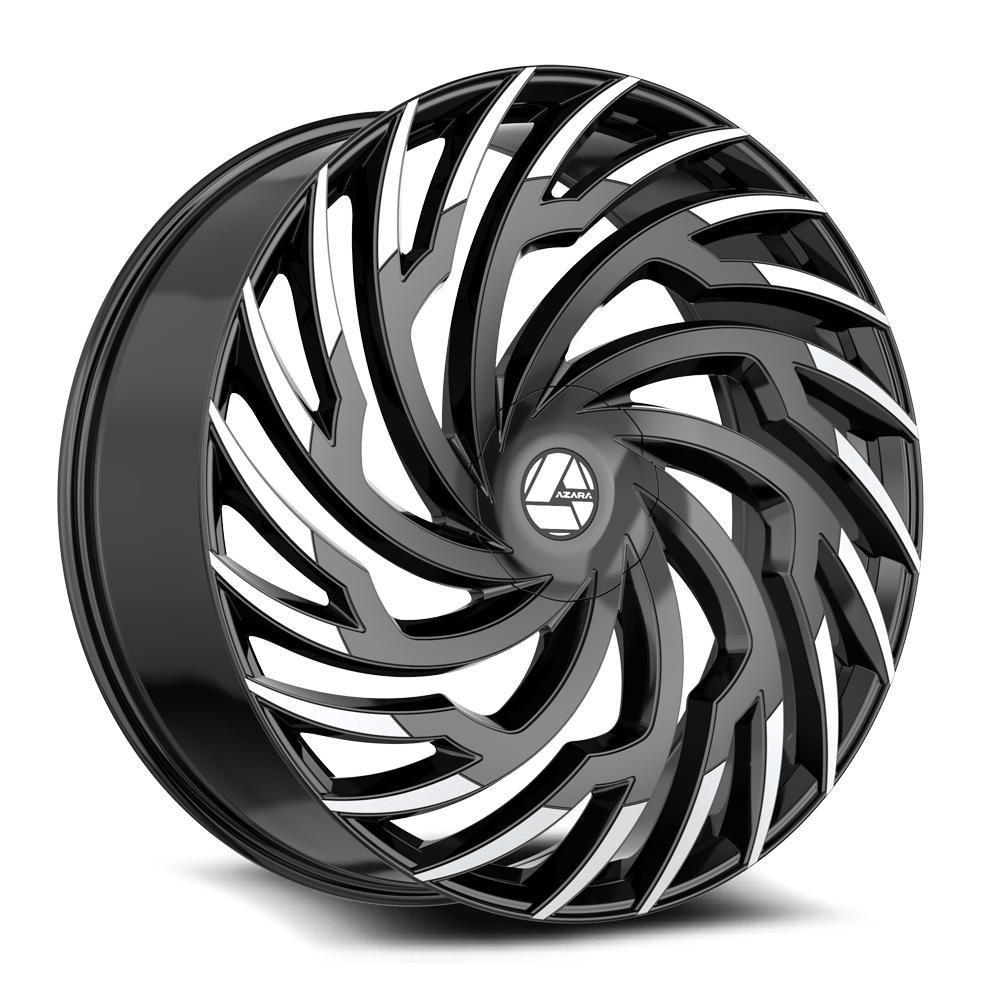 24" Azara AZA-536 Gloss Black & Machined 24x9 Wheel 5x115 5x120 15mm Rim
