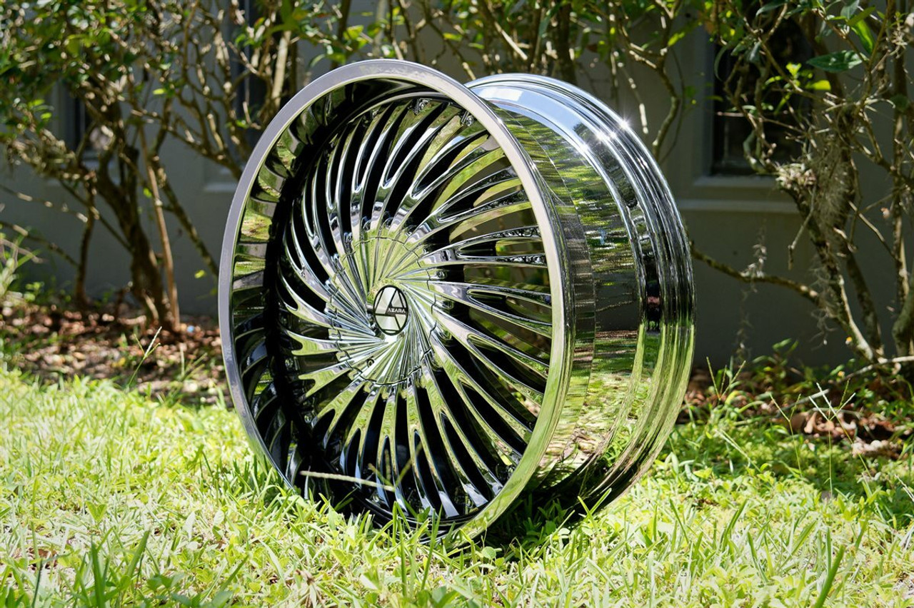 Set 4 24" Azara AZA-526 Nano Chrome Wheels 24x9 6x135 6x5.5 25mm For Chevy Ford