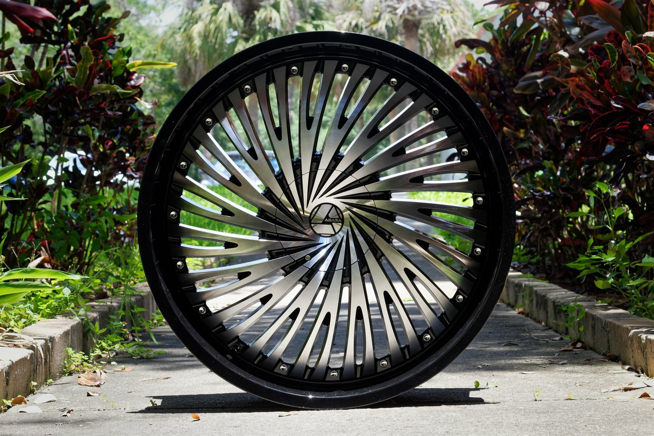30" Azara AZA-526 Gloss Black & Machined 30x9.5 Wheel 6x135 6x5.5 22mm Rim
