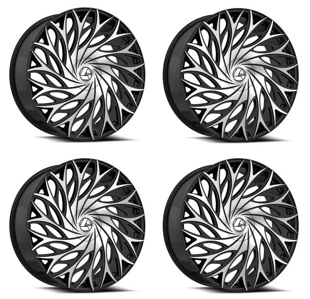 Set 4 30" Azara AZA-525 Gloss Black Machined 30x9.5 Wheels 6x135 6x5.5 22mm Rims