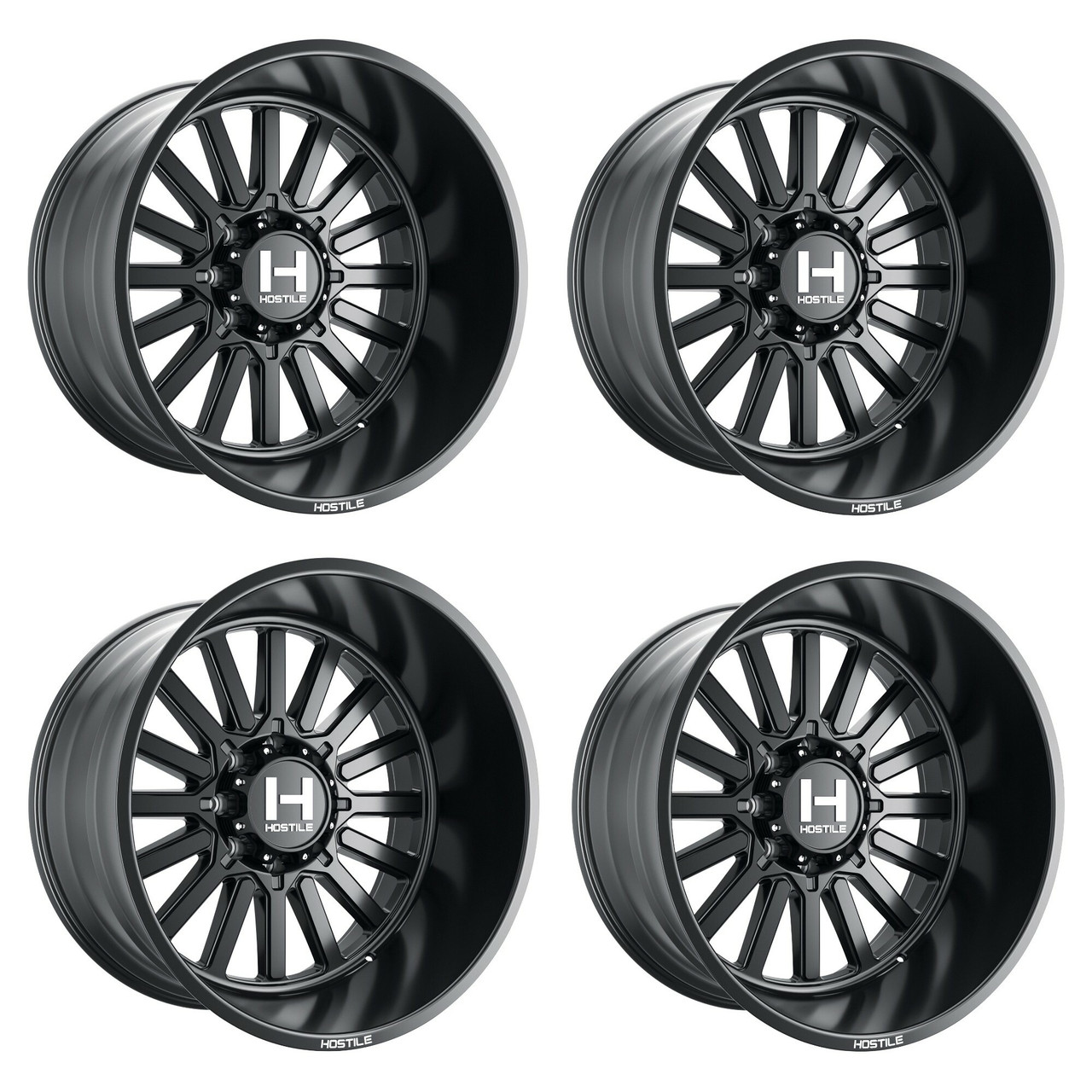 Set 4 20" Hostile H127 Titan Asphalt 20x9 Wheels 8x170 0mm For Ford Truck Rims