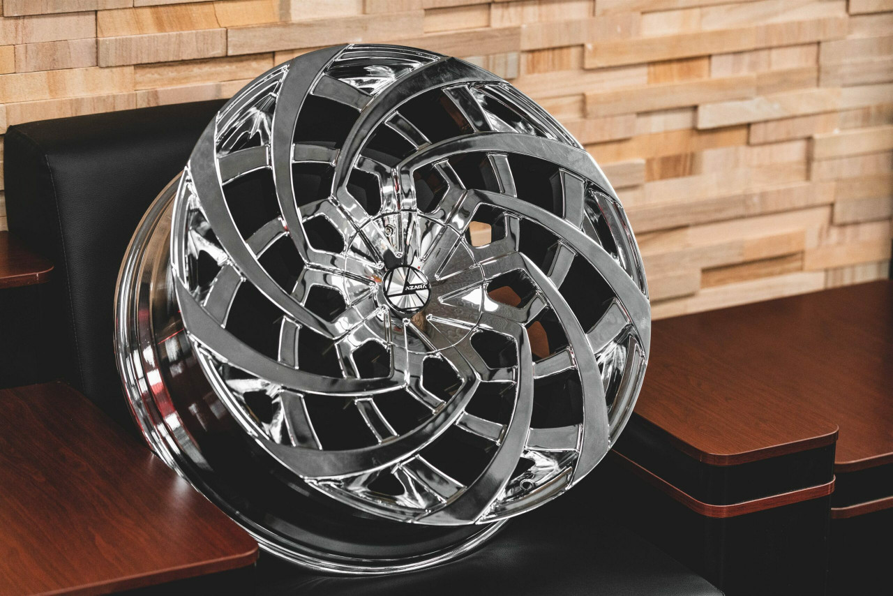 22" Azara AZA-521 Nano Chrome 22x9.5 Wheel 5x115 5x120 15mm Rim