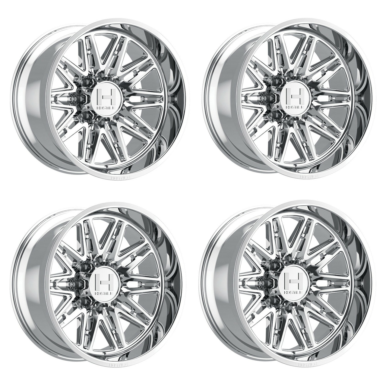 Set 4 22" Hostile H126 Maniac Armor Plated 22x12 Wheels 8x180 -44mm Lifted Rims