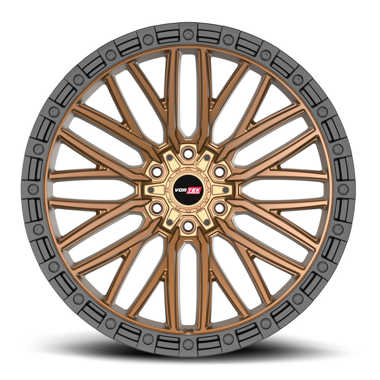 20" Vortek Apollo VRT-608 Bronze w/ Black Bead Ring 20x12 Wheel 6x135 6x5.5 -44mm