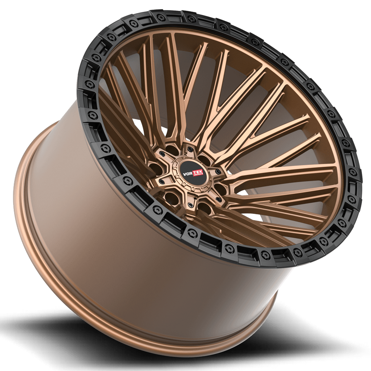 20" Vortek Apollo VRT-608 Bronze w Black Bead Ring 20x10 Wheel 6x135 6x5.5 -12mm