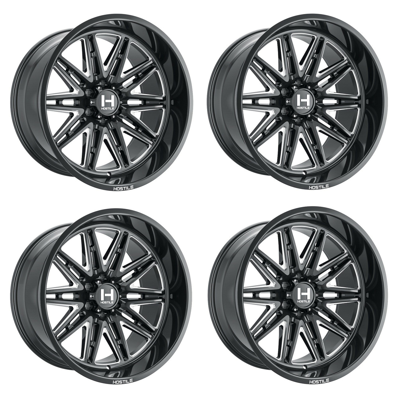 Set 4 20" Hostile H126 Maniac Blade Cut 20x10 Wheels 6x135 -19mm Lifted Rims