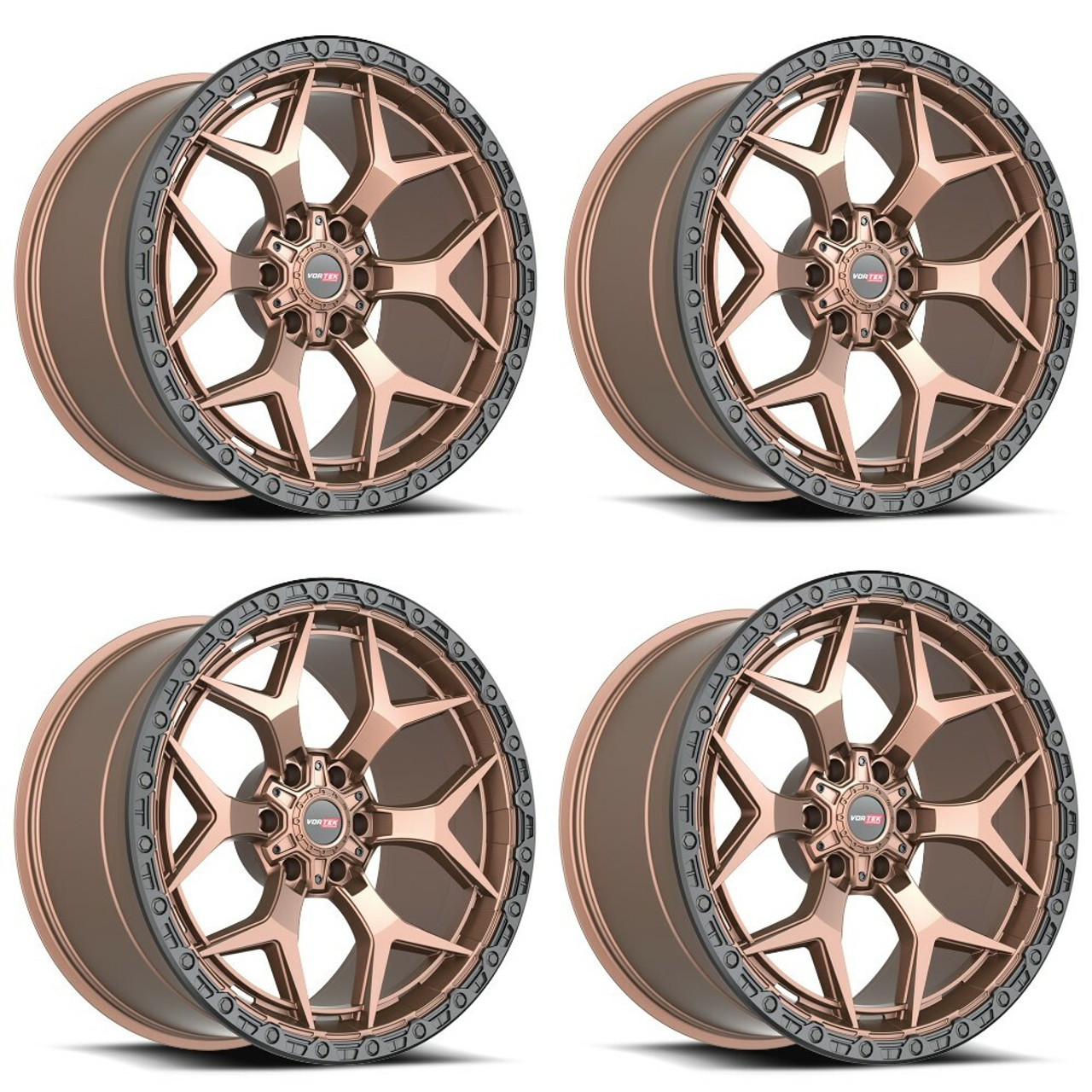 Set 4 20" Vortek Atheno VRT-603 Matte Bronze 20x10 Wheels 6x135 6x5.5 -12mm Rims