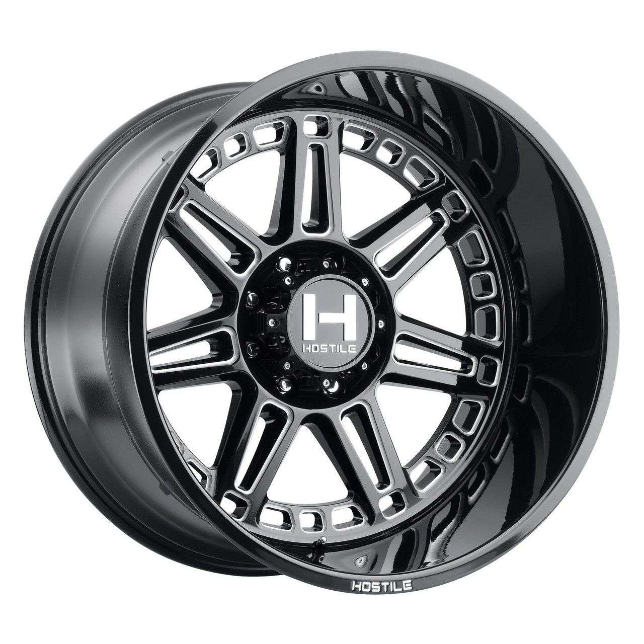 Set 4 22" Hostile H124 Lunatic Blade Cut 22x10 Wheels 8x170 -25mm Truck Rims