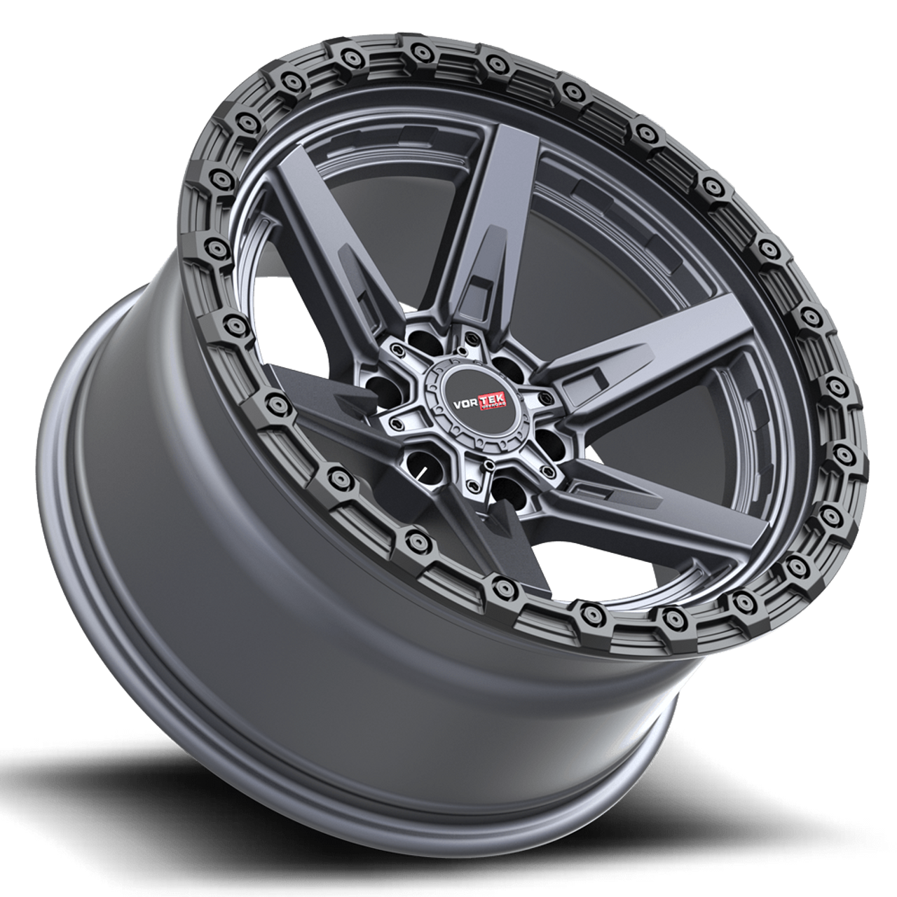 20" Vortek Argon VRT-602 Titanium w/ Black Bead Ring 20x9 Wheel 6x135 6x5.5 20mm