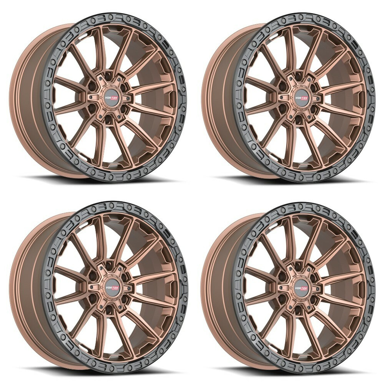 Set 4 20" Vortek Spartan VRT-601 Matte Bronze 20x10 Wheels 6x135 6x5.5 -12mm Rims