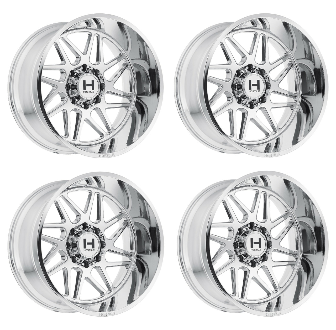 Set 4 22" Hostile H108 Sprocket Armor Plated 22x12 Wheels 8x180 -44mm Truck Rims