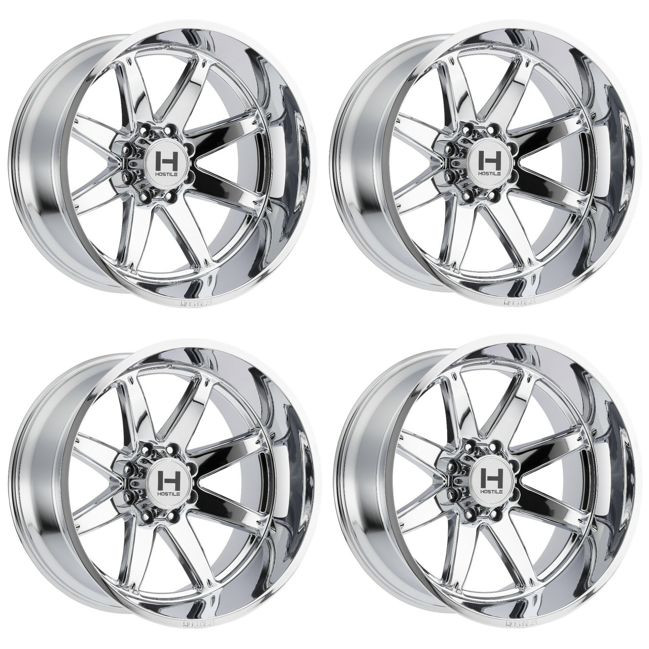 Set 4 22" Hostile H109 Alpha Armor Plated 22x10 Wheels 8x180 -25mm Lifted Rims