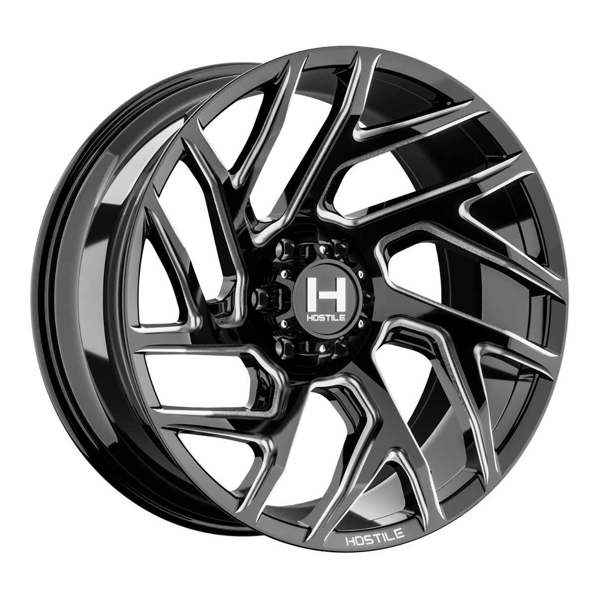 Set 4 20" Hostile H141 Vortex Blade Cut 20x10 Wheels 6x5.5 -19mm Lifted Rims