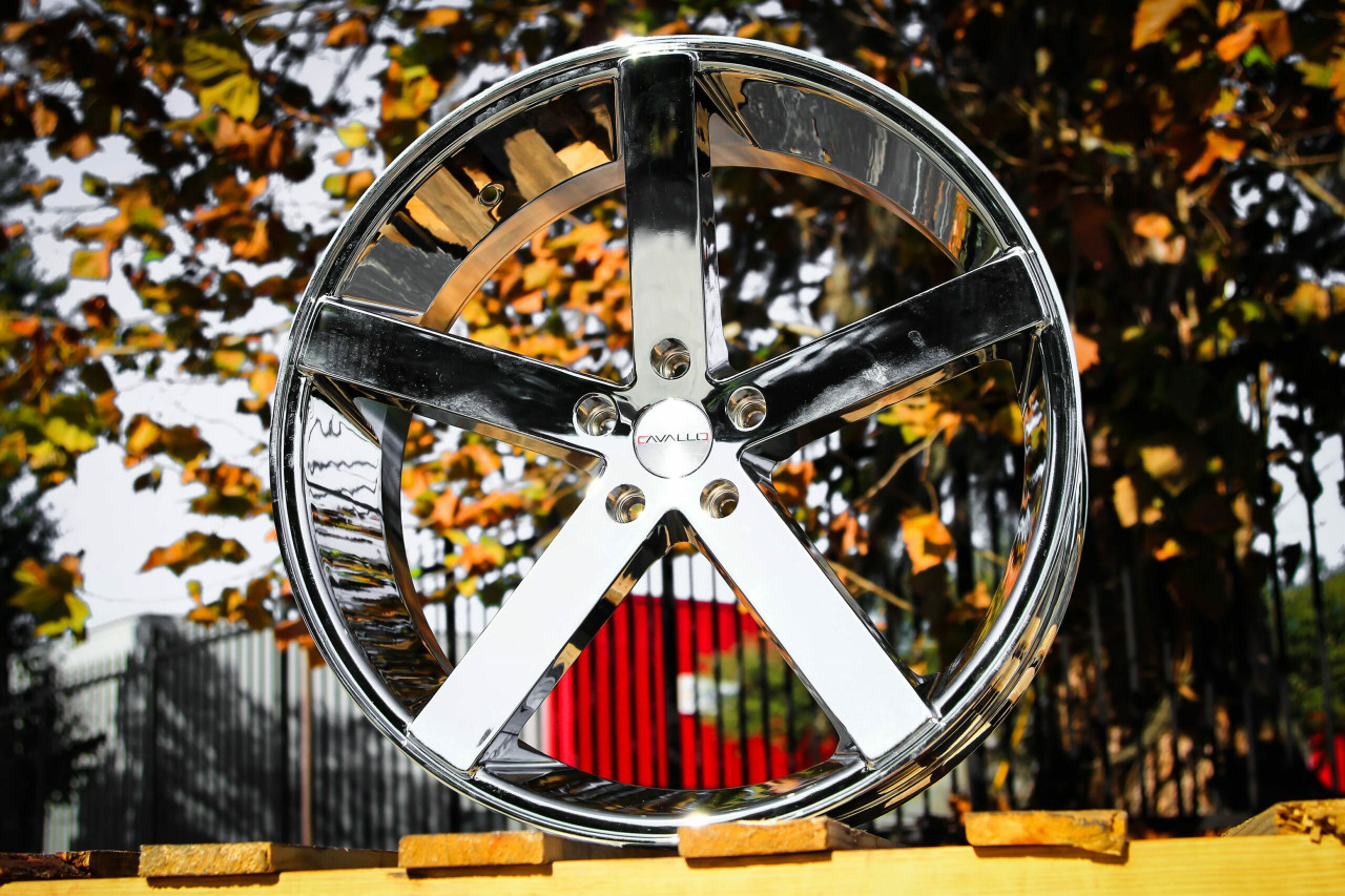 Set 4 22" Cavallo CLV-5 Nano Chrome 22x9 Wheels 5x112 Rims 35mm