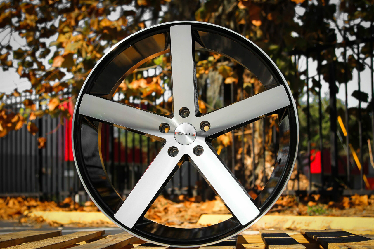 Set 4 22" Cavallo CLV-5 Gloss Black & Machined Wheels 22x9 5x120 35mm Rims