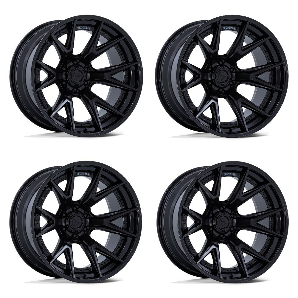 Set 4 20" Fuel FC402 Catalyst Matte Black Gloss Black Lip 20x9 6x5.5  20mm Rims