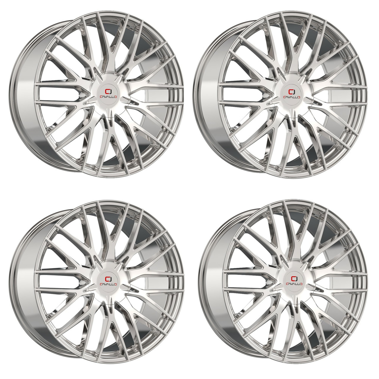 Set 4 24" Cavallo CLV-45 Nano Chrome 24x9 Wheels 5x115 5x120 18mm Rims