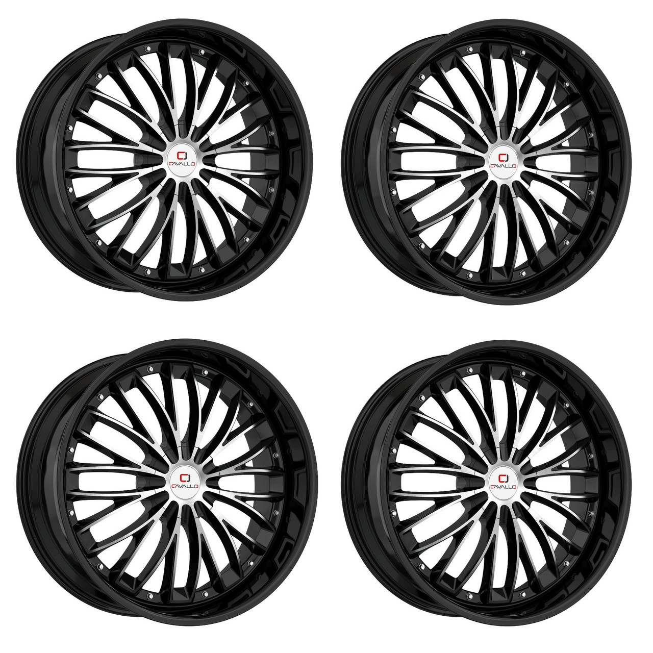 Set 4 20" Cavallo CLV-42 Gloss Black Machined 20x8.5 Wheels 5x112 5x4.5 35mm Rim