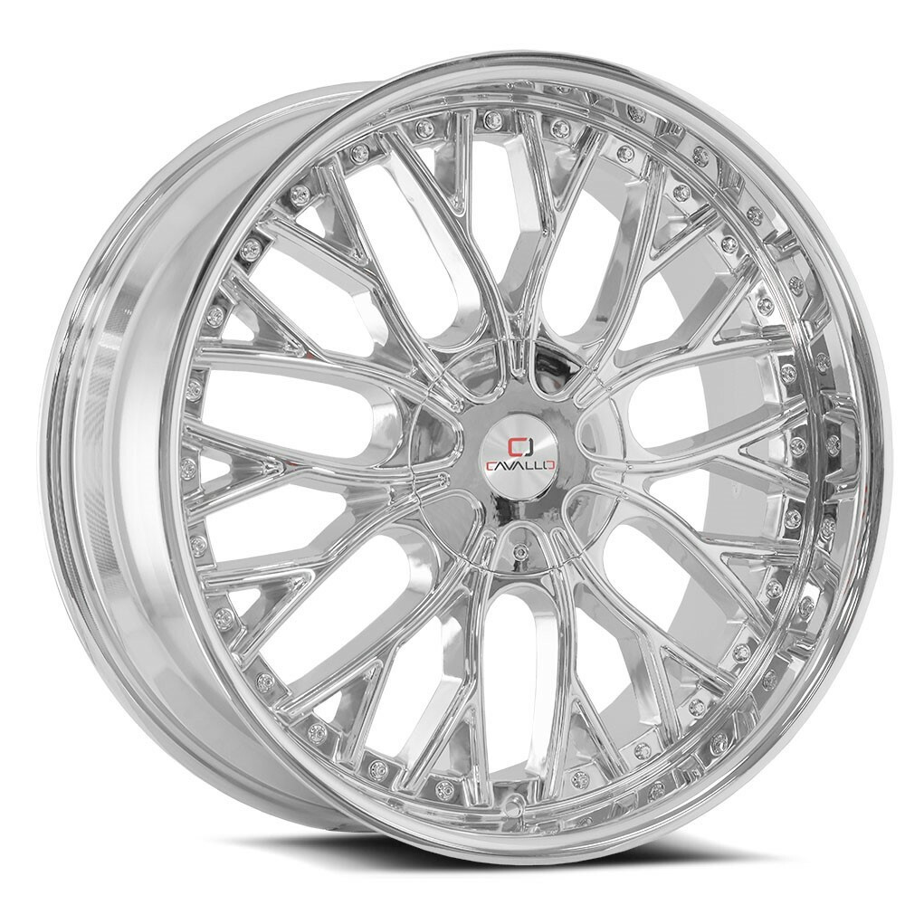 Set 4 20" Cavallo CLV-33 Nano Chrome 20x8.5 Wheels 5x112 5x4.5 35mm Rims
