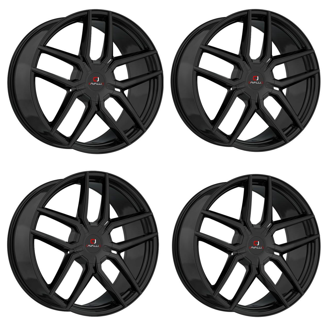 Set 4 18" Cavallo CLV-55 Gloss Black 18x8 Wheels 5x112 5x4.5 35mm Rims