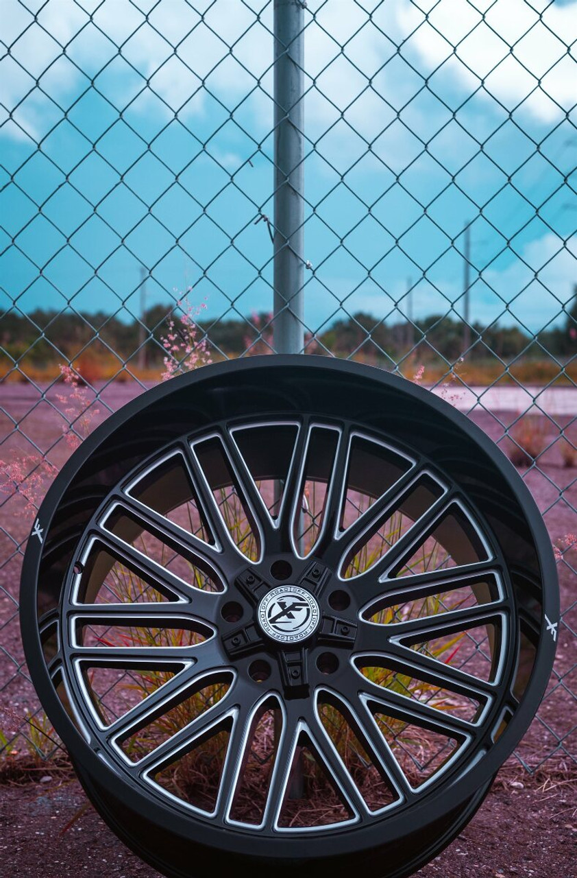 Set 4 24" XF Off-Road XF-240 Gloss Black & Milled 24x14 Wheels 6x135 6x5.5 -76mm