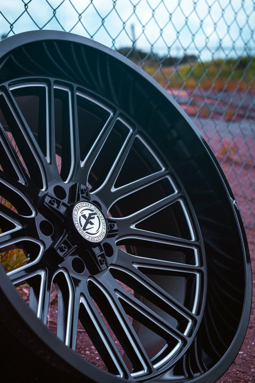 Set 4 24" XF Off-Road XF-240 Gloss Black & Milled 24x14 Wheels 6x135 6x5.5 -76mm