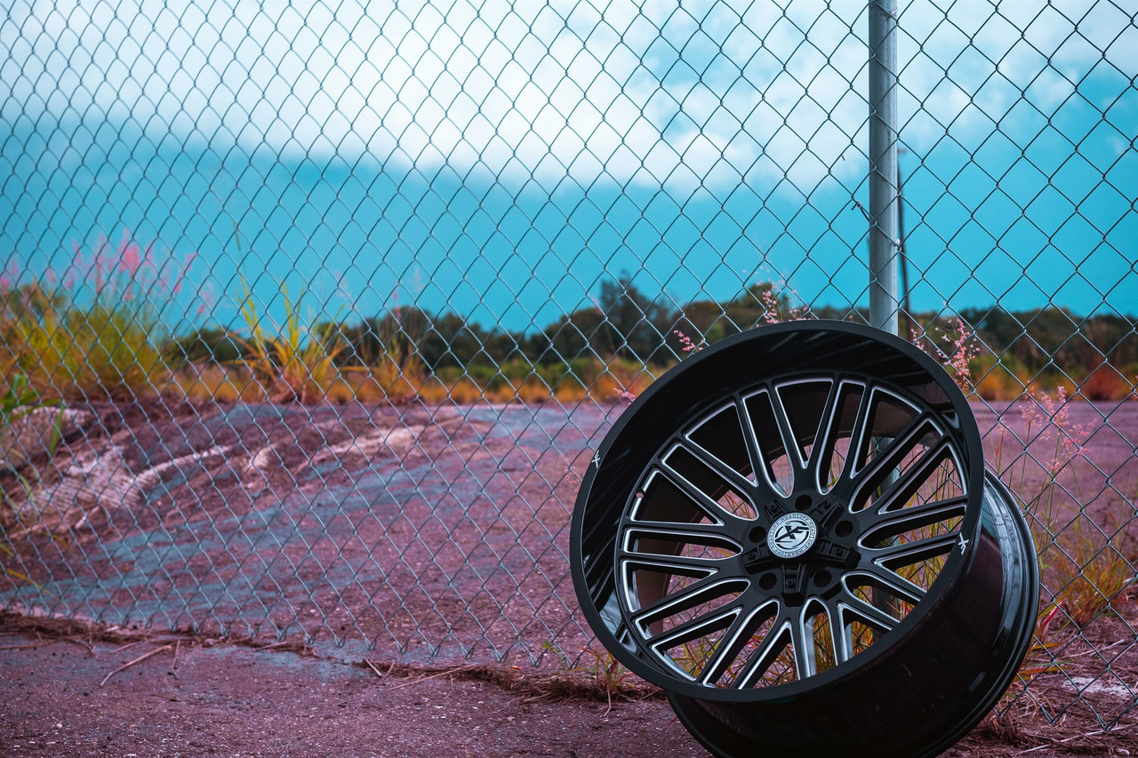 Set 4 24" XF Off-Road XF-240 Gloss Black & Milled 24x14 Wheels 6x135 6x5.5 -76mm