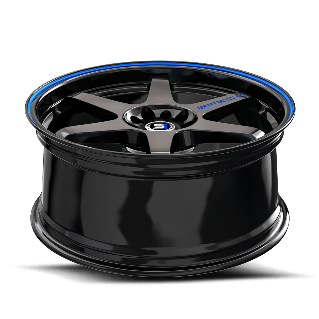 18" Spec-1 SPT-33 Gloss Black & Blue Line 18x8.5 Wheel 5x4.5 5x120 38mm Rim