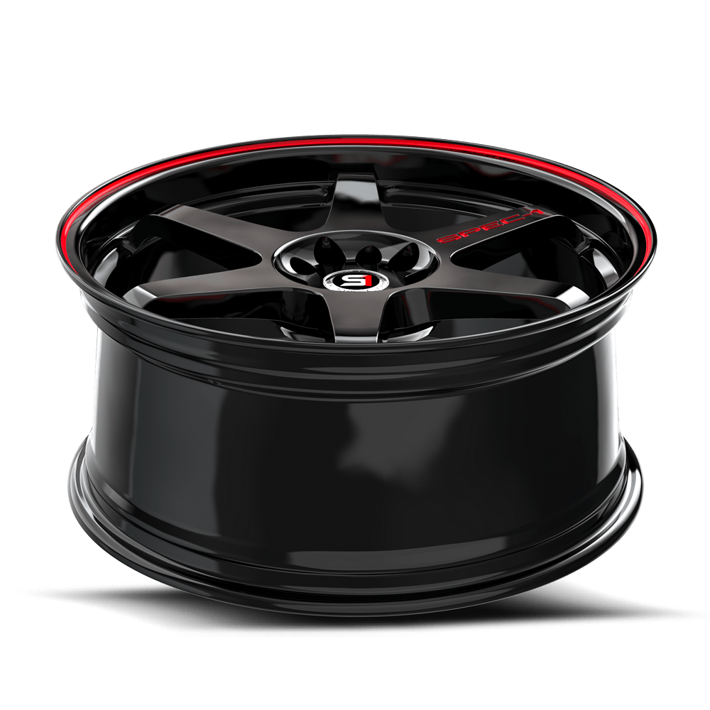 18" Spec-1 SPT-33 Gloss Black & Red Line 18x8.5 Wheel 5x110 5x4.5 38mm Rim