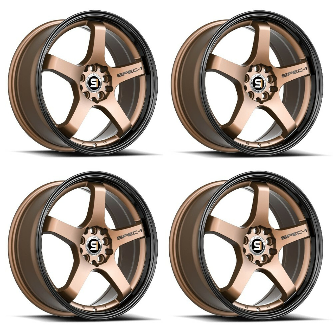 Set 4 17" Spec-1 SPT-31 Matte Bronze Black Lip 17x7.5 Wheel 4x100 4x4.5 42mm Rims