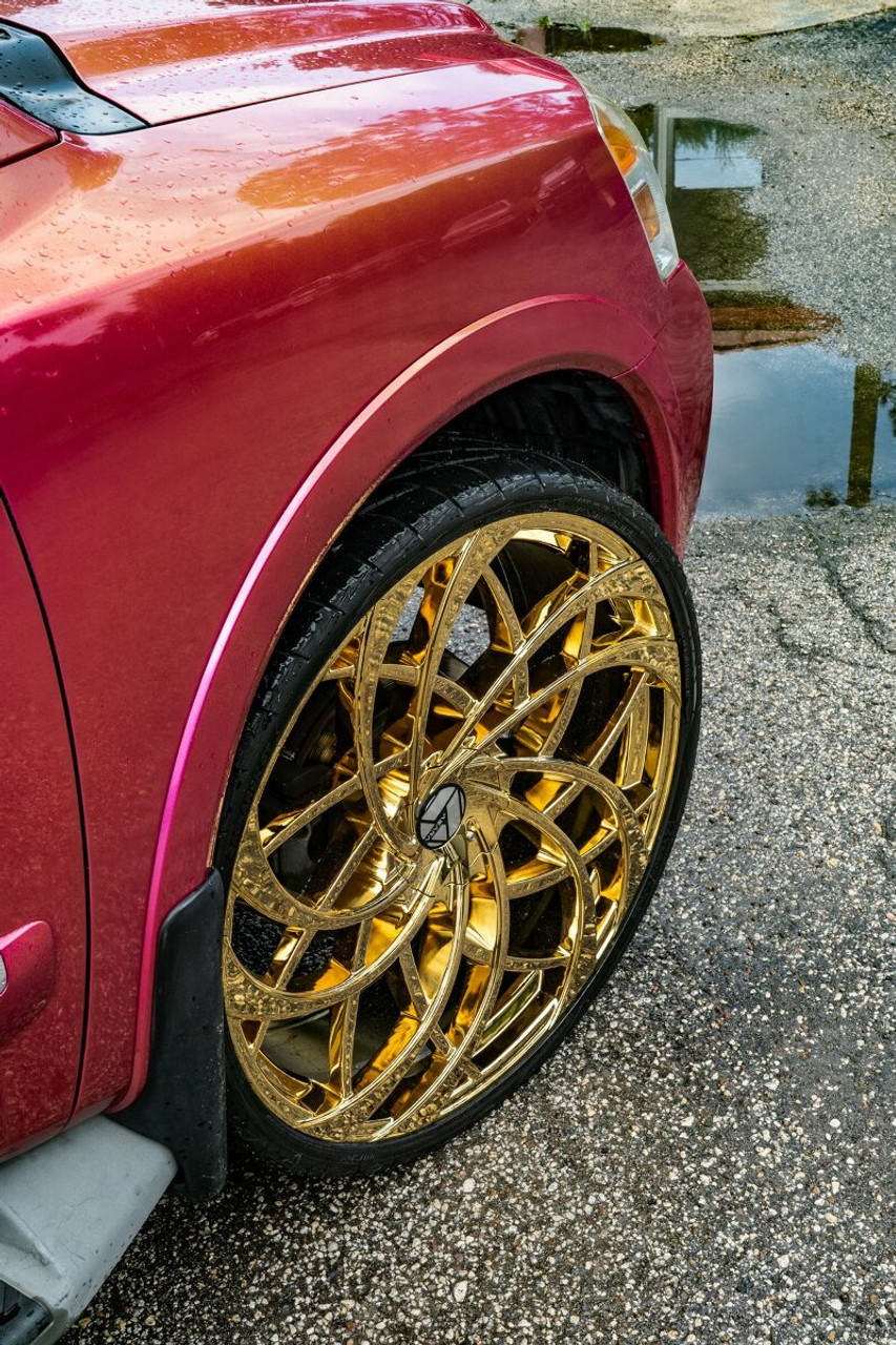 Set 4 24" Azara AZA-540 Nano Gold 24x9 Wheels 5x115 5x120 15mm Rims