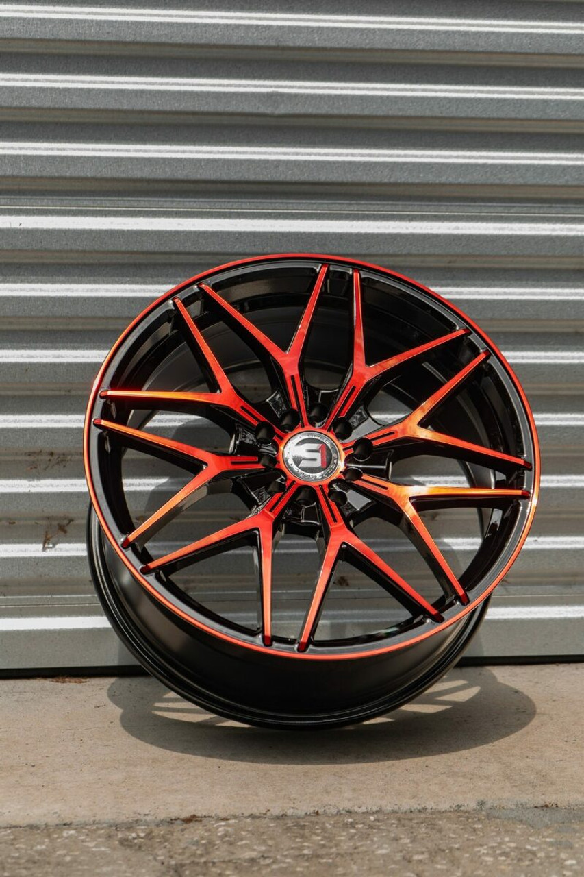 17" Spec-1 SP-60 Gloss Black & Red Machined 17x7.5 Wheel 4x100 4x4.5 42mm Rim