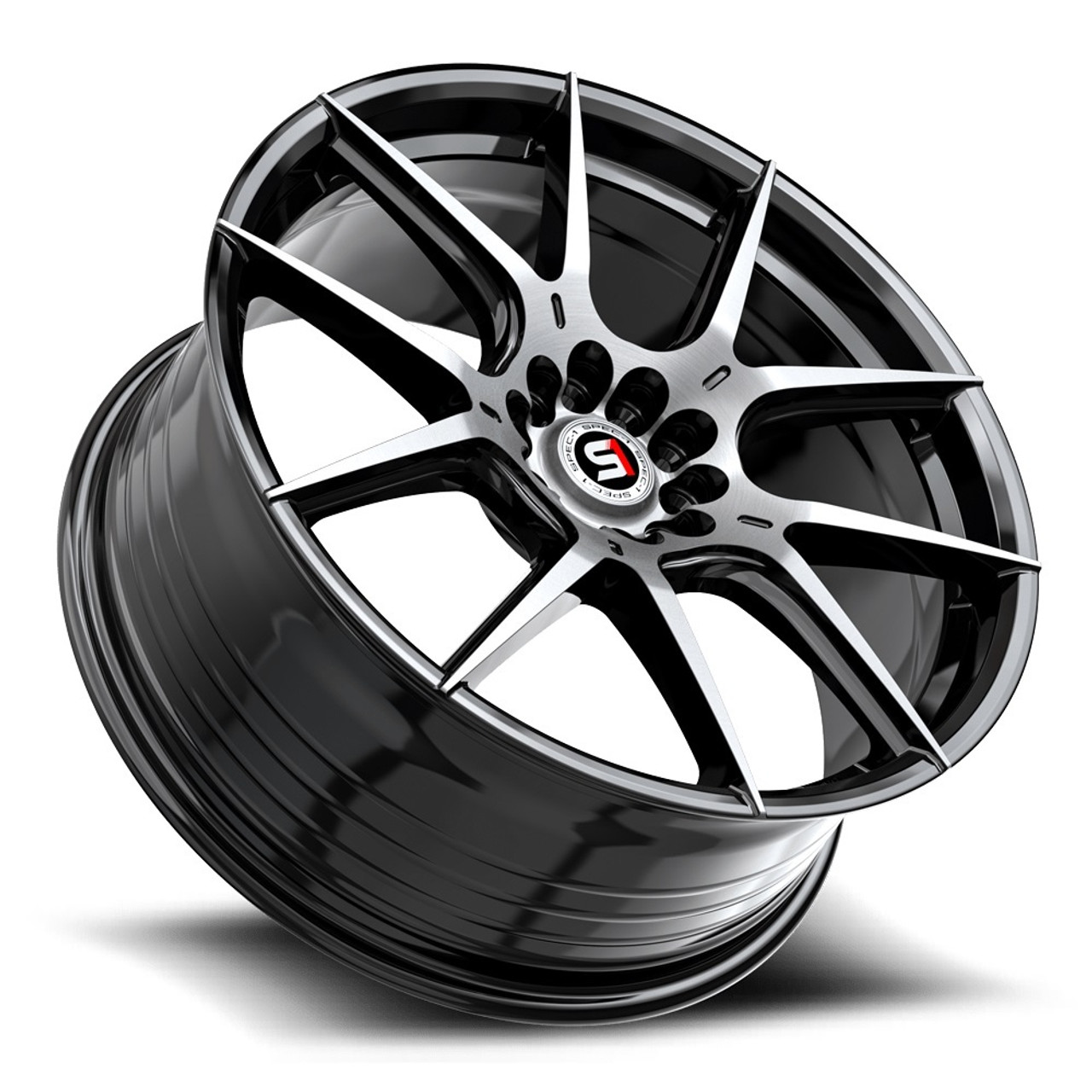 18" Spec-1 SP-71 Gloss Black & Machined 18x8 Wheel 5x110 5x4.5 38mm Rim