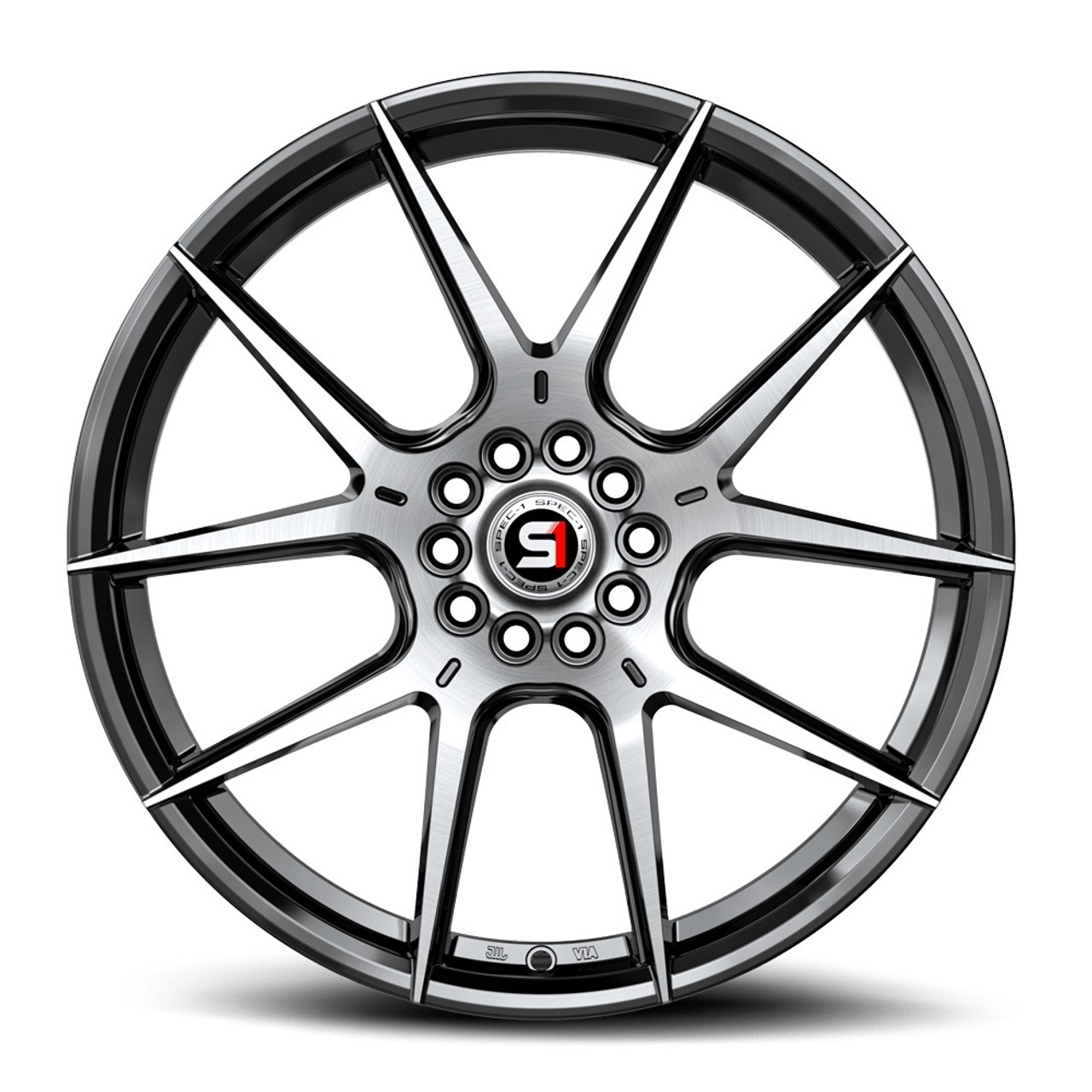 18" Spec-1 SP-71 Gloss Black & Machined 18x8 Wheel 5x110 5x4.5 38mm Rim