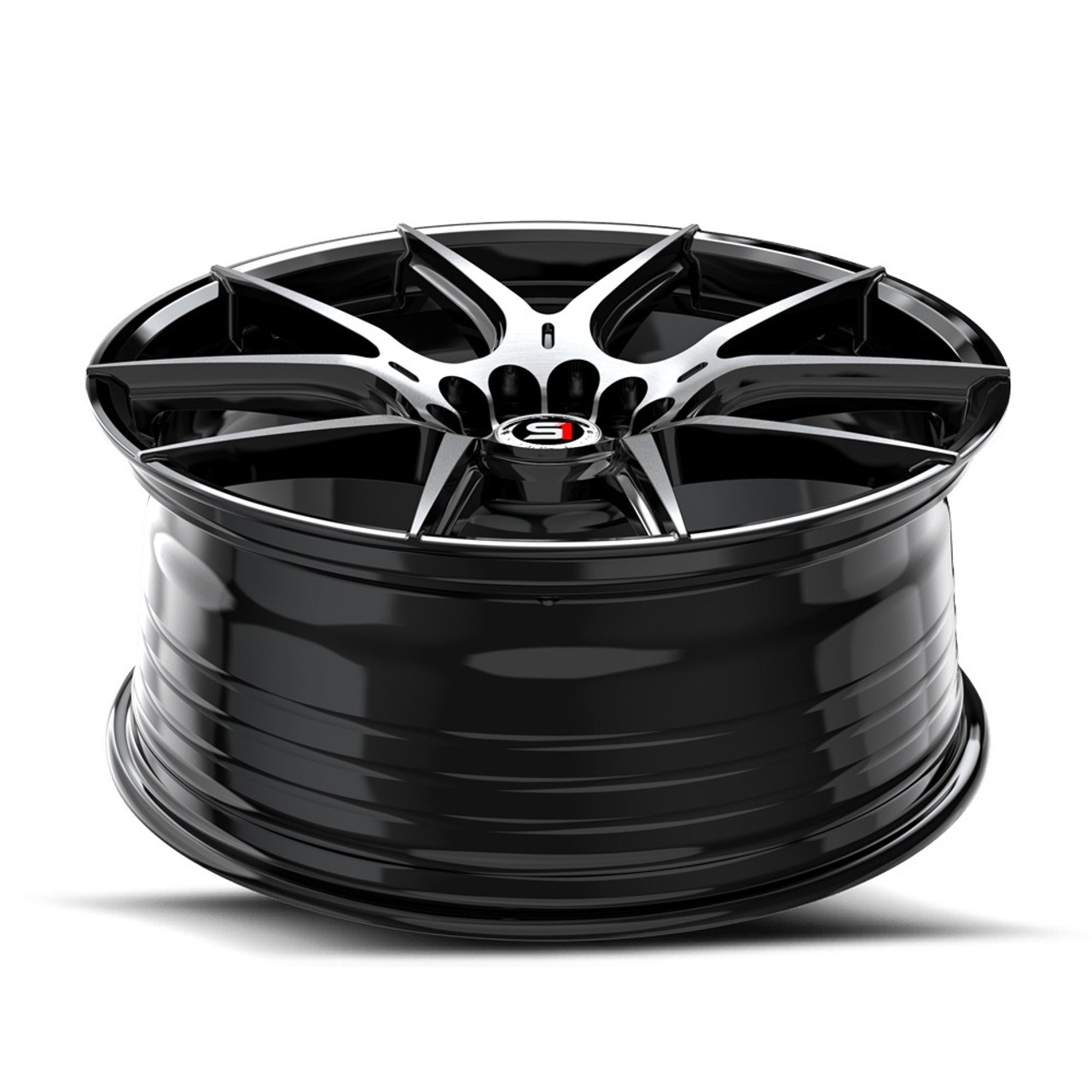 18" Spec-1 SP-71 Gloss Black & Machined 18x8 Wheel 5x110 5x4.5 38mm Rim