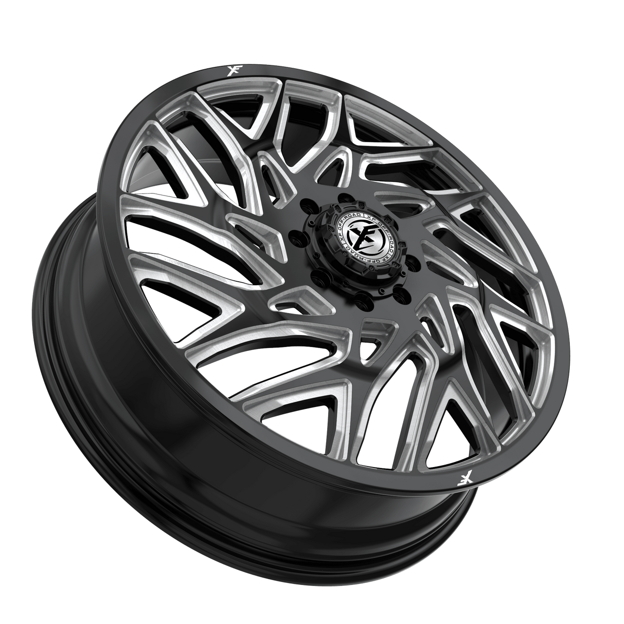 24" XF Dually XF-229 Dually Gloss Black Milled 24x8.25 Front Wheel 8x6.5 110mm