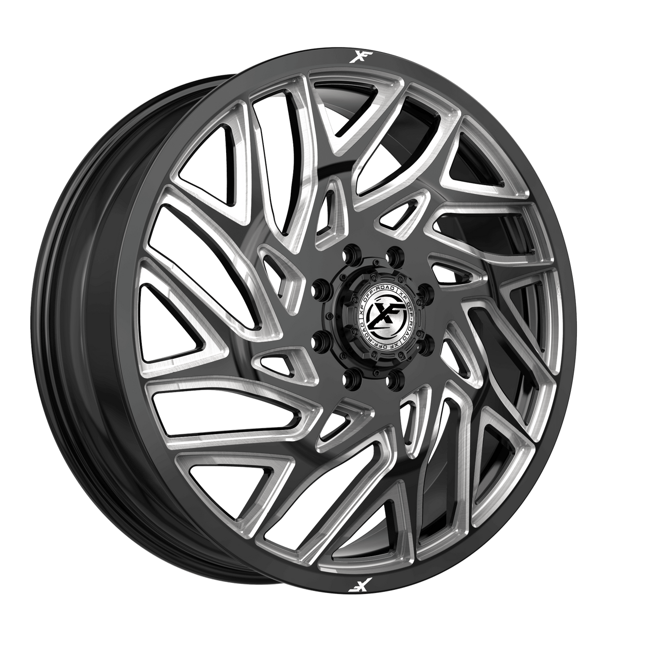 26" XF Dually XF-229 Dually Gloss Black Milled 26x8.25 Front Wheel 8x6.5 110mm