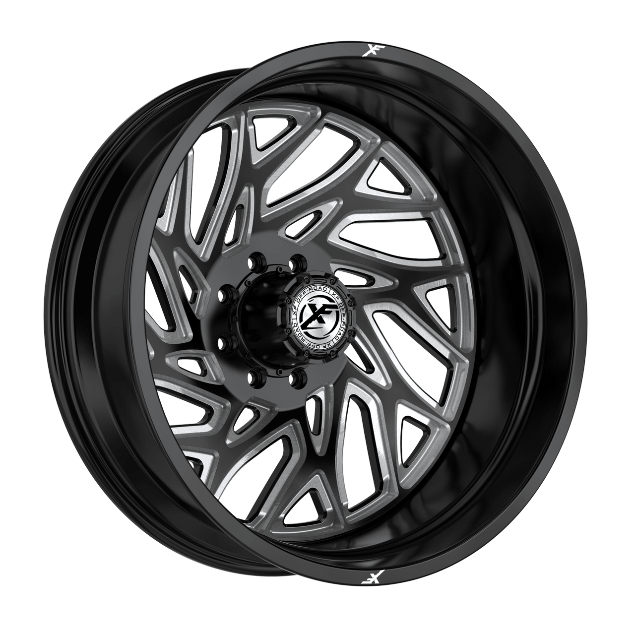 22" XF Dually XF-229 Dually Gloss Black Milled 22x8.25 Rear Wheel 8x6.5 -215mm
