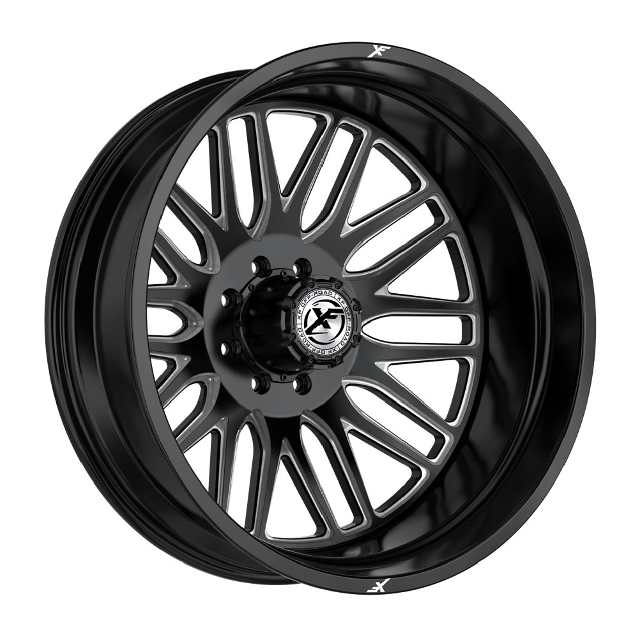26" XF Dually XF-240 Dually Gloss Black Milled 26x8.25 Rear Wheel 8x210 -192mm