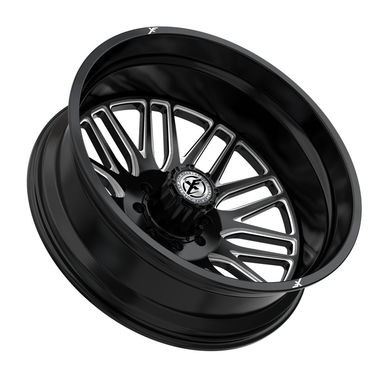 26" XF Dually XF-240 Dually Gloss Black Milled 26x8.25 Rear Wheel 8x210 -192mm